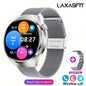 Black G.L Wear 2025 men's smartwatch with HD display, health tracking, Bluetooth calling, voice assistant, and sports features.