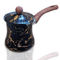 Heavy-duty stainless steel Turkish coffee pot with lid, 18.6 oz capacity, ideal for flavorful Arabic and Turkish coffee brewing.