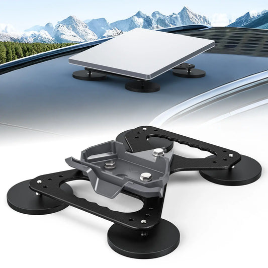 Heavy-duty magnetic roof mount for Starlink Mini by BACKUPMYFILESNOW.COM®, with black ABS bracket for RV and car installation.