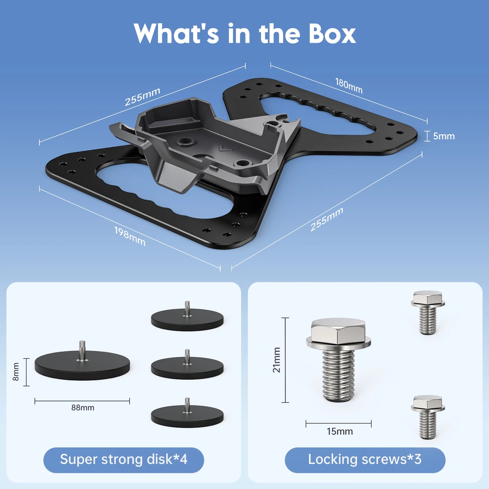 Heavy-duty black magnetic roof mount for Starlink Mini with 320lbs aluminum alloy base, providing stable outdoor satellite installation.