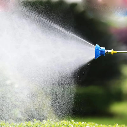 Black high-pressure pesticide sprayer nozzle with adjustable irrigation settings and windproof design for garden and agricultural use.