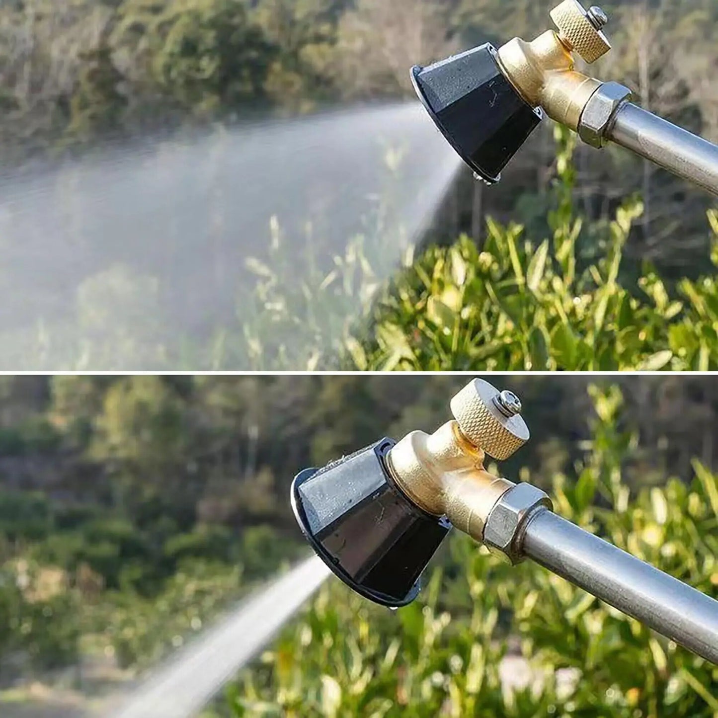 Black high-pressure pesticide sprayer nozzle with adjustable irrigation and windproof design for agricultural garden watering.