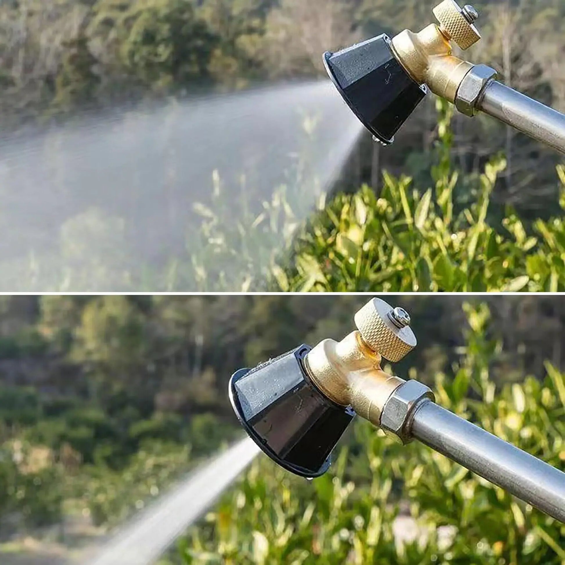 Black high-pressure pesticide sprayer nozzle with adjustable irrigation and windproof design for agricultural garden watering.