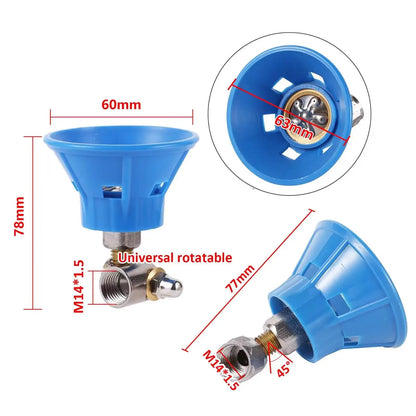 Black high-pressure pesticide sprayer nozzle with adjustable settings, windproof design, suitable for agricultural garden irrigation.