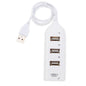 Black 4-port USB 2.0 hub with cable and power adapter, compatible with PC, laptop, and notebook for multiple device connections.
