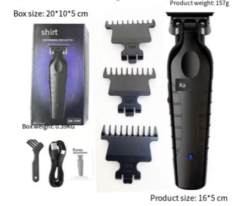 Black Kemei professional hair clipper set with multiple attachments and adjustable blades for precise grooming.