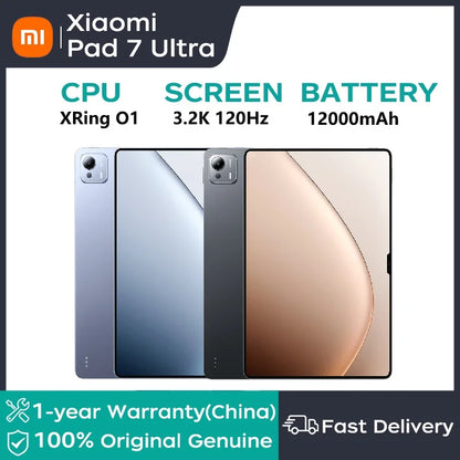 Black keyboard and pen for Xiaomi Pad 7 Ultra 2025 with 14-inch 3.2K OLED screen, 3nm processor, and 12,000mAh battery.