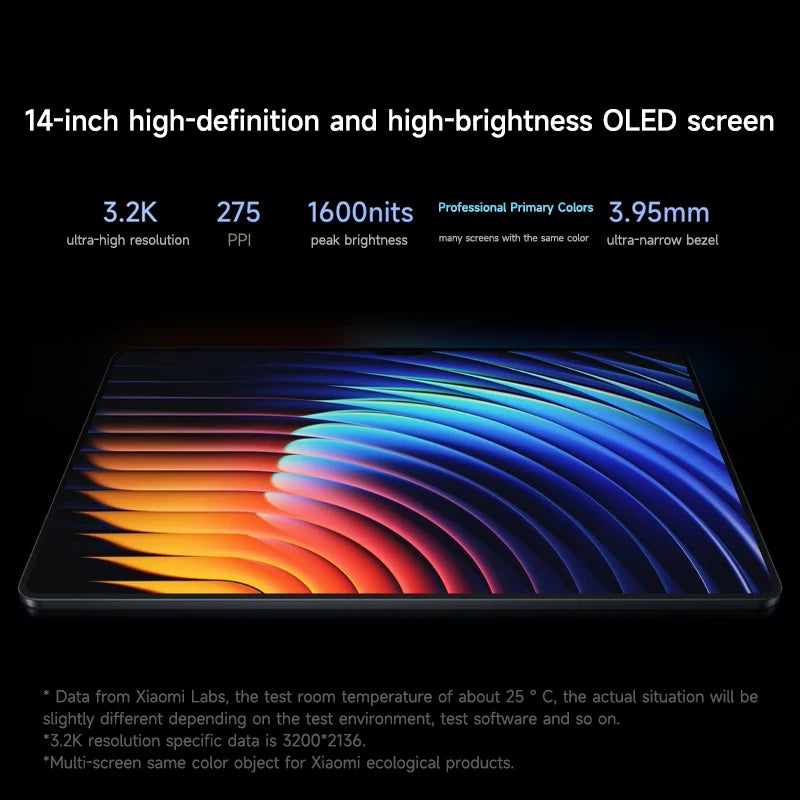 Black keyboard and pen for Xiaomi Pad 7 Ultra 2025 tablet with 14-inch 3.2K OLED screen and 12000mAh battery.