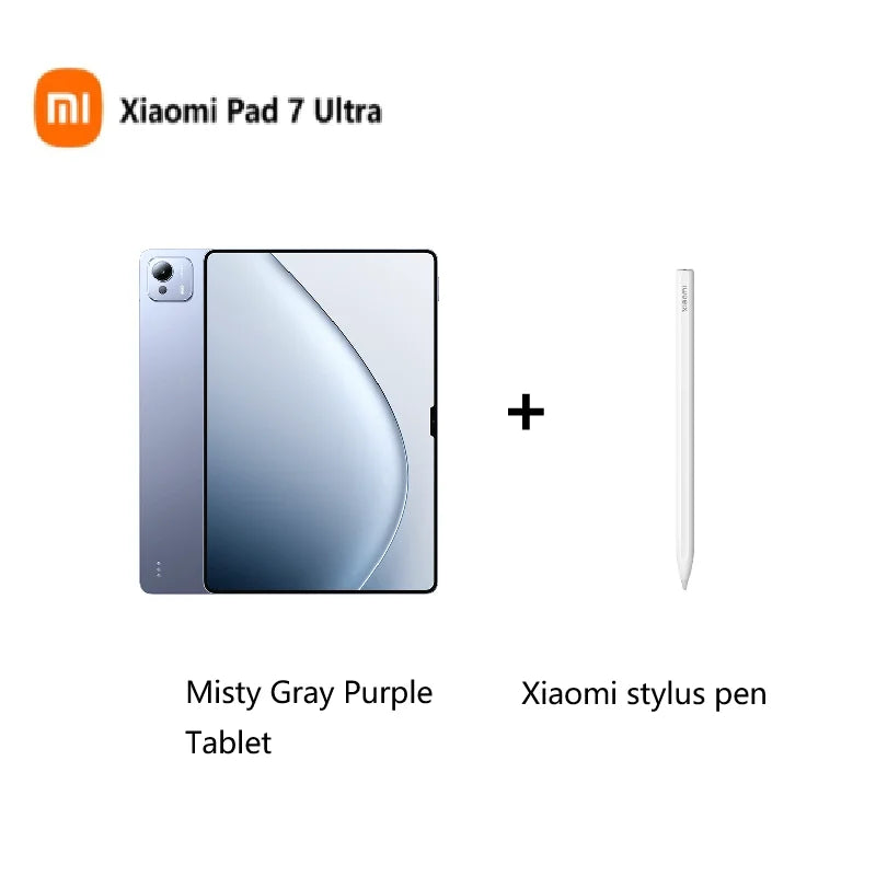 Black keyboard and pen for Xiaomi Pad 7 Ultra 2025 with 14-inch 3.2K OLED screen and 12000mAh battery.