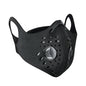 Black KN95 cycling mask by BackupMyFilesNow.com with adjustable straps and breathable fabric for outdoor protection.