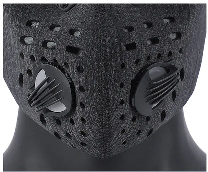 Black KN95 cycling mask by BackupMyFilesNow.com featuring adjustable straps and breathable fabric for outdoor protection.