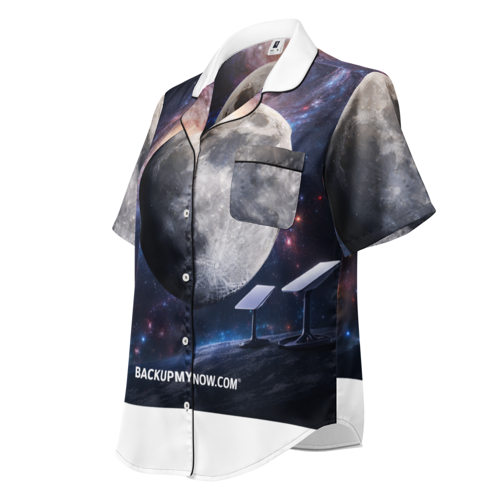 Black all-over print women's short sleeve pajama top by BACKUPMYFILESNOW.COM®, featuring a comfortable, casual design.
