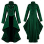 Black retro medieval steampunk gothic cosplay women's tailcoat jacket with Victorian style, suitable for Halloween or costume parties.