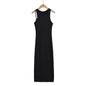 Black women's long skinny hip skirt dress with fitted silhouette, perfect for casual or dressy occasions.