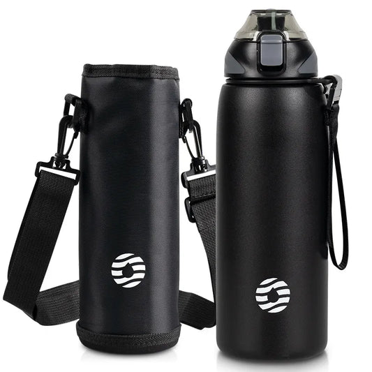 Black large capacity heat preservation tumbler from BACKUPMYFILESNOW.COM® with a sleek design and stainless steel exterior