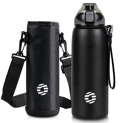Black large capacity heat preservation tumbler from BACKUPMYFILESNOW.COM® with a sleek design and spill-proof lid.