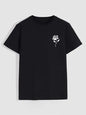 Men's casual crew neck T-shirt with rose print, oversized fit, by BACKUPMYFILESNOW.COM®. Stylish, comfortable men's fashion top.