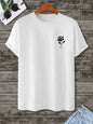 Men's casual crew neck T-shirt with rose print, oversized fit, by BACKUPMYFILESNOW.COM® showing front view and floral design.