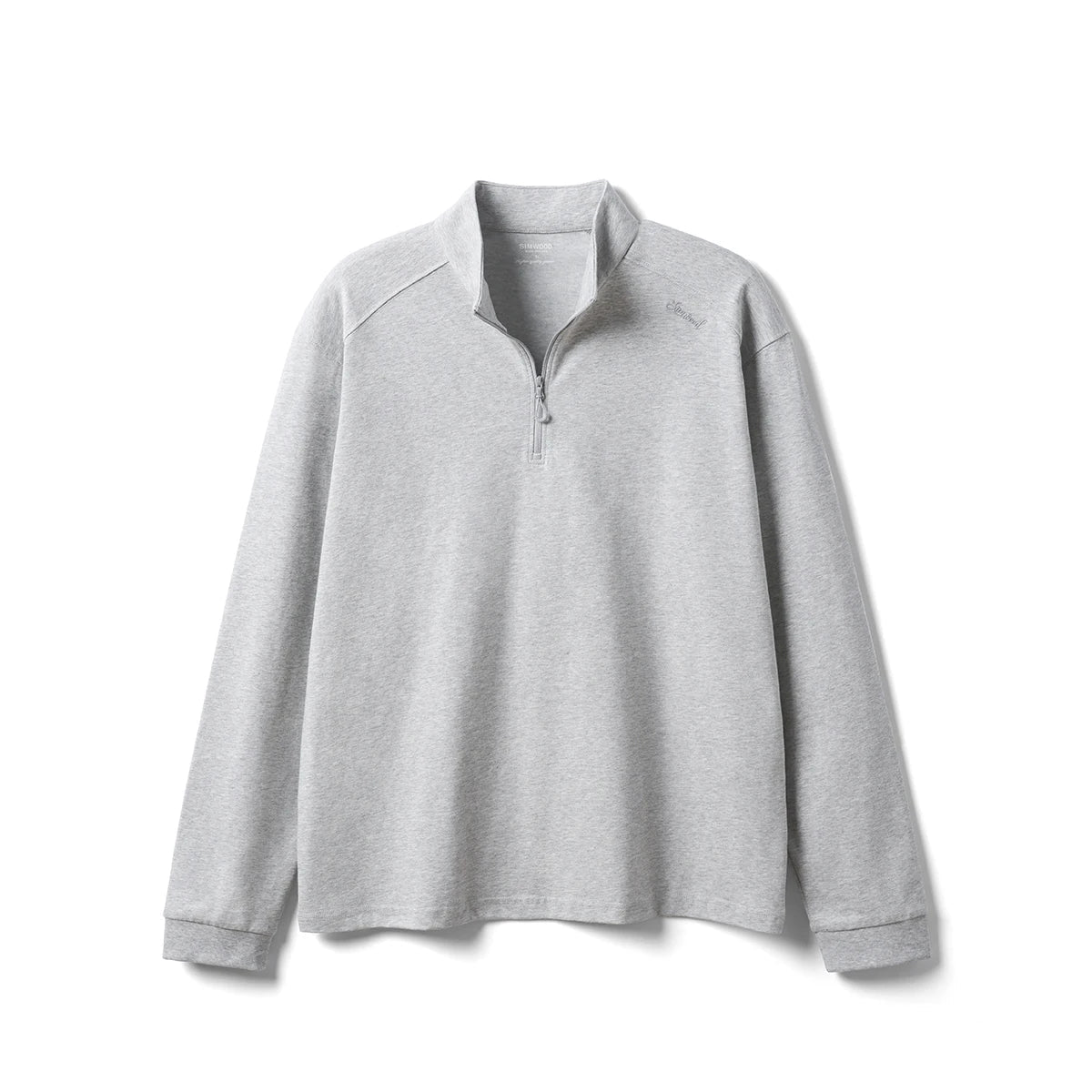 Black SIMWOOD 2026 men's long sleeve T-shirt with half-zip, breathable Sorona fabric, regular fit, suitable for spring.