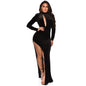 Split hollow long sleeve dress by BACKUPMYFILESNOW® featuring a stylish design with long sleeves and a slit detail.
