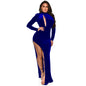Split hollow long sleeve dress by BACKUPMYFILESNOW.COM® featuring a stylish design with long sleeves and a side slit.
