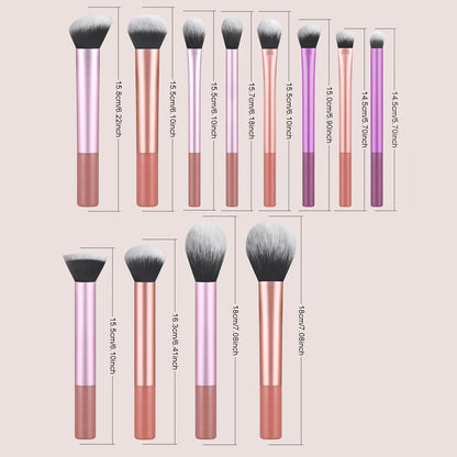 Black 12-piece professional makeup brush set with multifunctional brushes for cosmetics application, ideal for makeup artists.