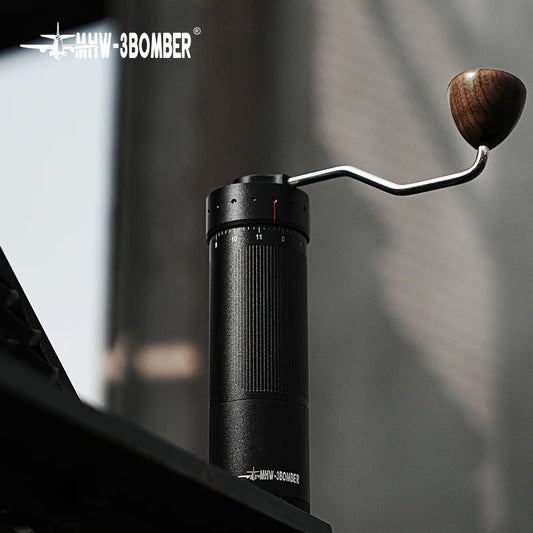 Black MHW-3BOMBER Official Precision R3 Pro manual coffee grinder with adjustable settings, portable espresso grinding tool.