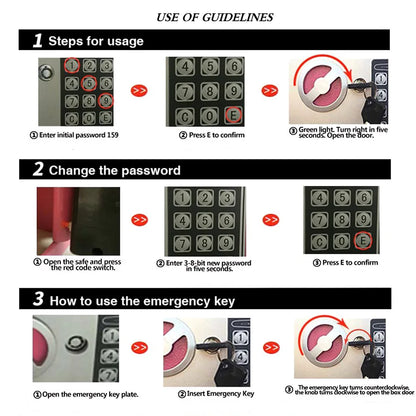All-steel black mini electronic safe with digital keypad lock, fireproof security box for home or office use