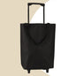 Black collapsible trolley bag with wheels, reusable shopping cart for groceries, folding grocery bag, durable and easy to carry.