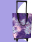 Black collapsible shopping trolley bag with wheels, reusable grocery cart for convenient grocery shopping and easy folding storage.