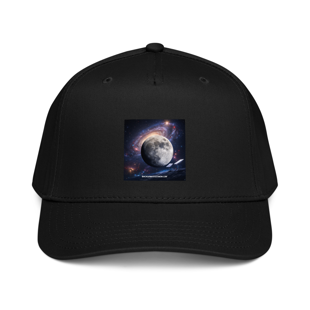Black 5-panel mid-profile baseball cap by Otto Cap, featuring a structured design and adjustable strap.