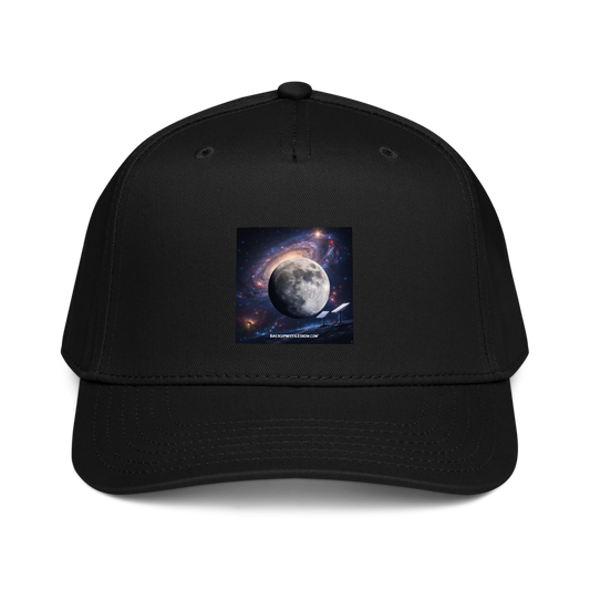 Black 5-panel mid-profile baseball cap by Otto Cap, featuring a structured design and adjustable strap.