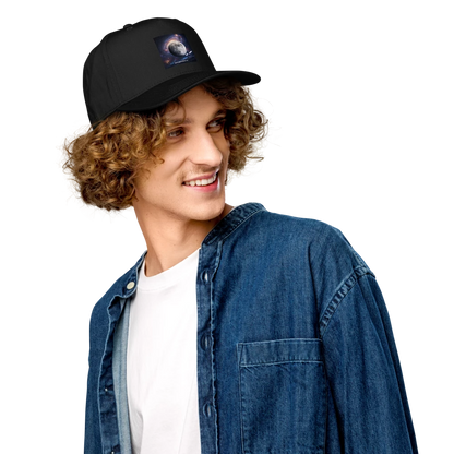 Black 5-panel mid-profile baseball cap by Otto Cap, featuring a structured design and adjustable strap for a comfortable fit.