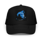 Black foam trucker hat by Otto Cap with back support, one size fits most, featuring breathable mesh and adjustable snapback closure.