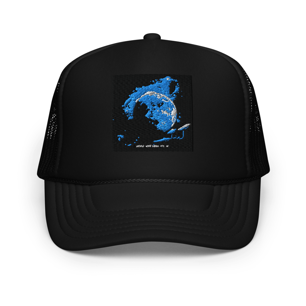 Black foam trucker hat by Otto Cap featuring a structured design and adjustable snapback for a comfortable fit.