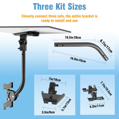 Starlink Gen 3 pole mounting bracket with adjustable wall mount and aluminum pipe adapter for secure satellite dish installation