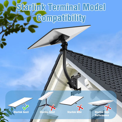Starlink Gen 3 pole mounting bracket and top mounting accessory with adjustable wall mount and aluminum pipe adapter.