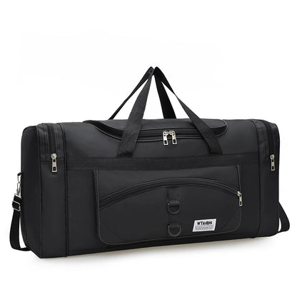 Black oversized handbag by BackupMyFilesNow.com, versatile for travel, fitness, and outdoor activities, with multiple compartments.