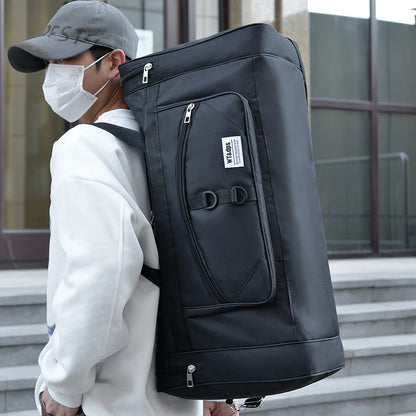 Black oversized handbag by BackupMyFilesNow.com, versatile for travel, fitness, and outdoor activities, with spacious interior and sturdy design.
