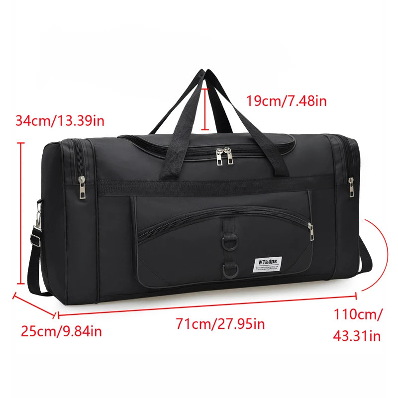 Black oversized handbag by BackupMyFilesNow.com, versatile for travel, fitness, and outdoor activities, with spacious multi-functional design.