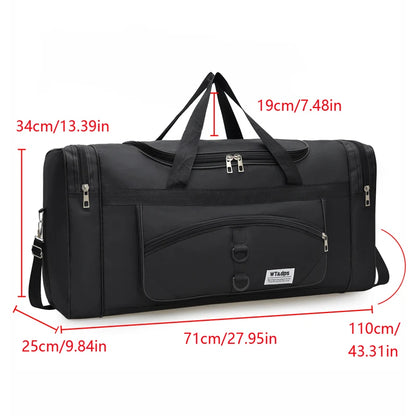 Black oversized handbag by BackupMyFilesNow.com, versatile for travel, fitness, and outdoor activities, with spacious multi-functional design.