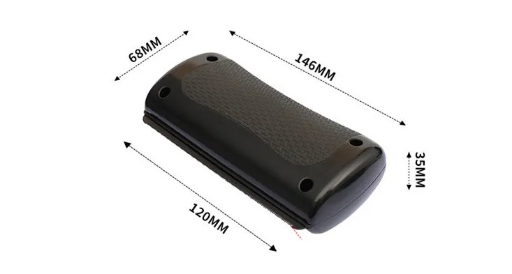 Black pet grooming comb from BackupMyFilesNow.com with fine and wide teeth for detangling and brushing pets' fur.