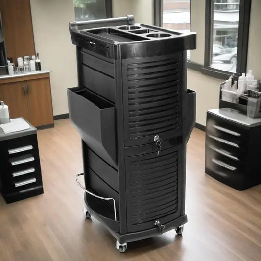 Plastic multi-layer salon trolley with 360-degree rotation, light luxury design, for hairdressing tools and dye supplies in barber shops