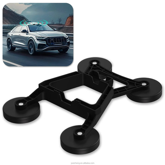 Black portable magnetic car mount for Starlink Mini and Mini X, made of durable ABS material, ideal for camping and travel.