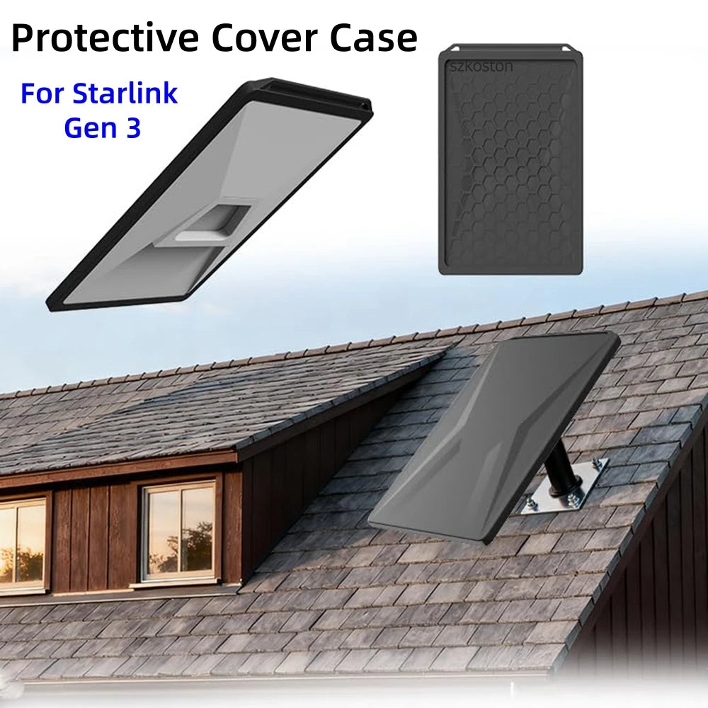 Black silicone protective cover case for Starlink Gen 3 accessories, waterproof and resistant, by BACKUPMYFILESNOW.COM®.