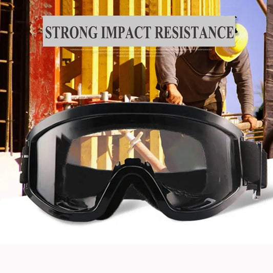 Black radiation-proof safety goggles with anti-fog and dustproof features, designed for outdoor work and industrial safety.