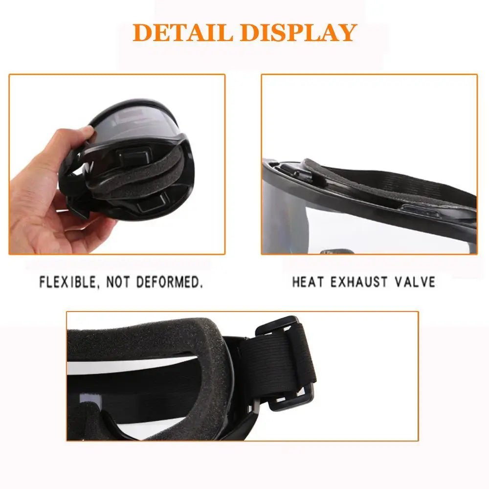 Black radiation-proof safety goggles with anti-fog and dustproof lenses, designed for outdoor work and factory environments.