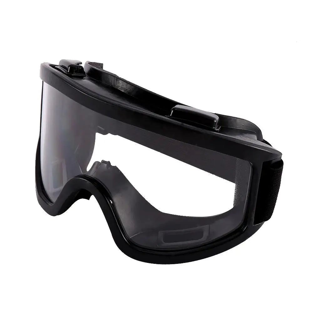 Black radiation-proof safety goggles with anti-fog and dustproof features, designed for outdoor work and industrial safety.