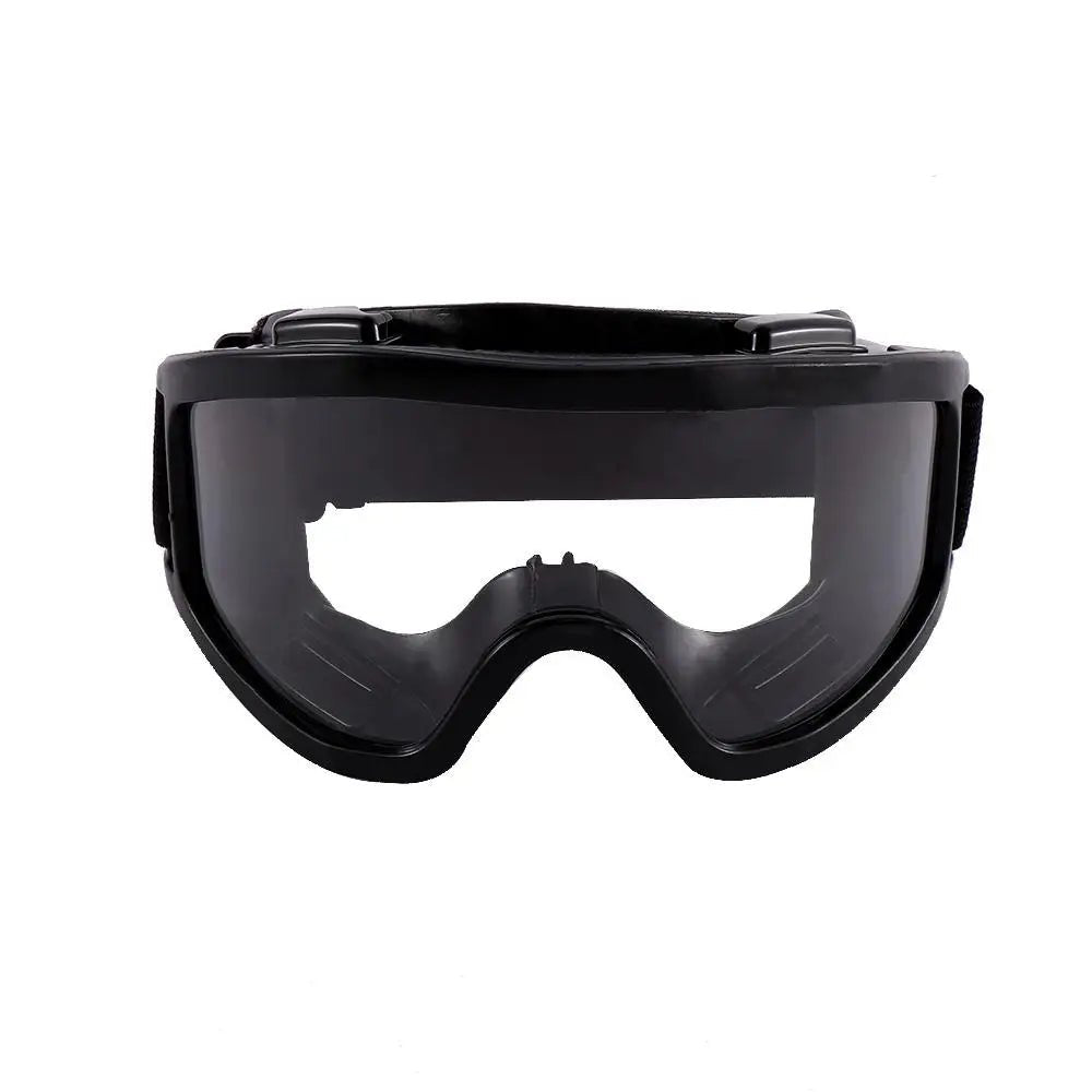 Black radiation-proof safety goggles with anti-fog and dustproof features, designed for outdoor work and factory environments.