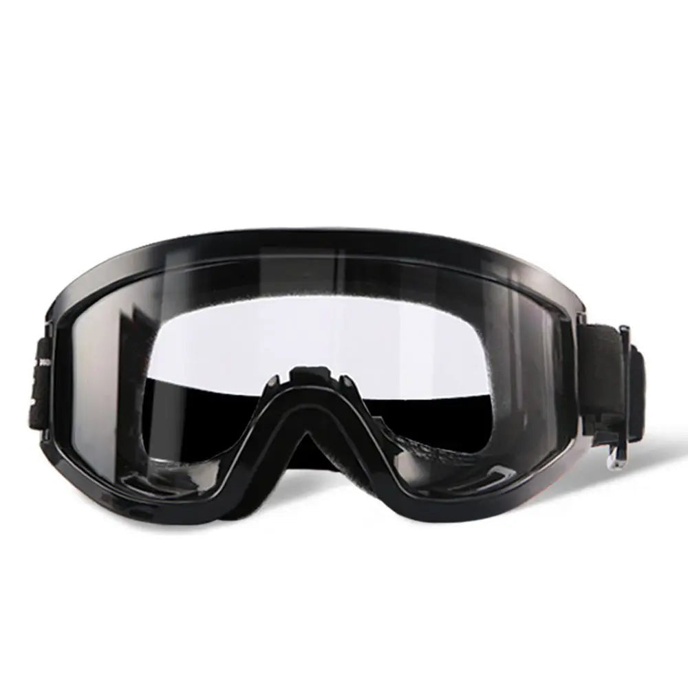 Black radiation-proof safety goggles with anti-fog and dustproof features, designed for outdoor work and factory safety.